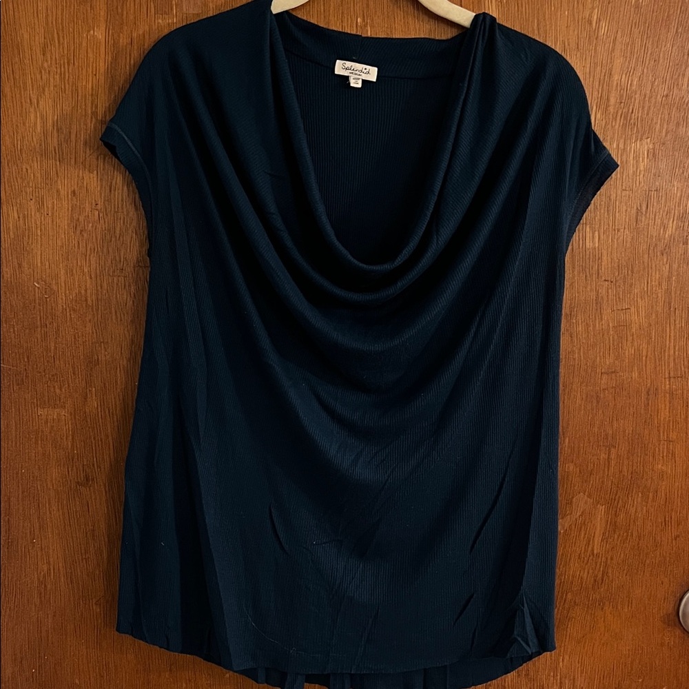 Splendid Teal Draped Short Sleeve Top